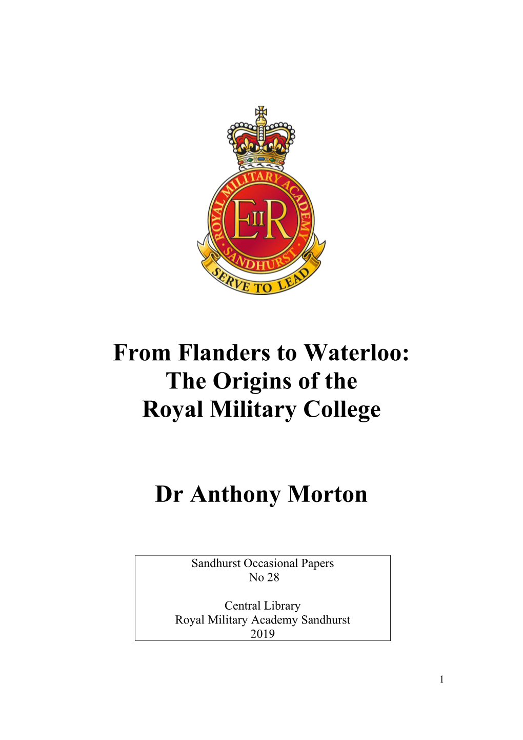 The Origins of the Royal Military College