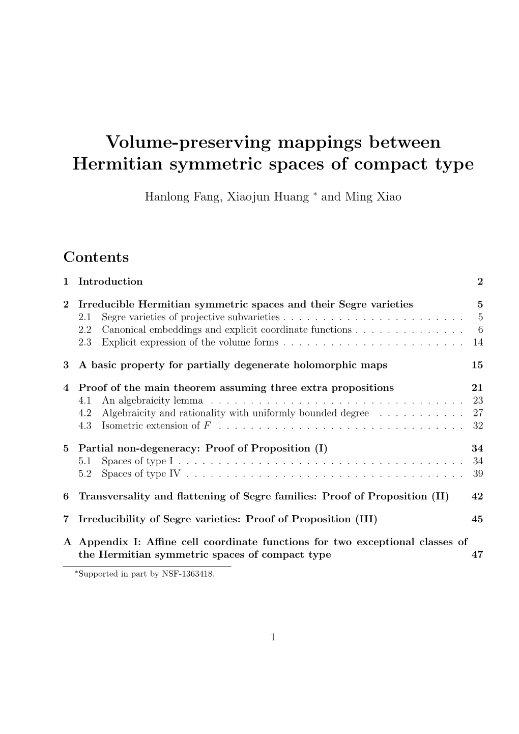 Volume-Preserving Mappings Between Hermitian Symmetric Spaces of Compact Type