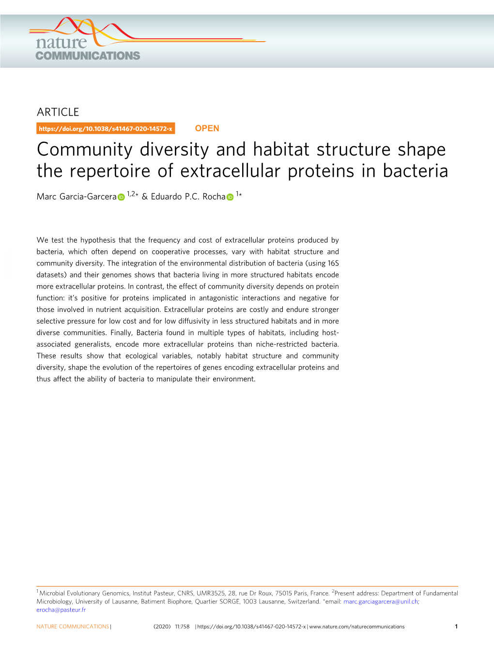 Community Diversity and Habitat Structure Shape the Repertoire of Extracellular Proteins in Bacteria