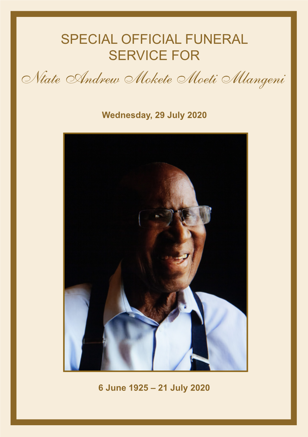 Ntate Andrew Mokete Moeti Mlangeni