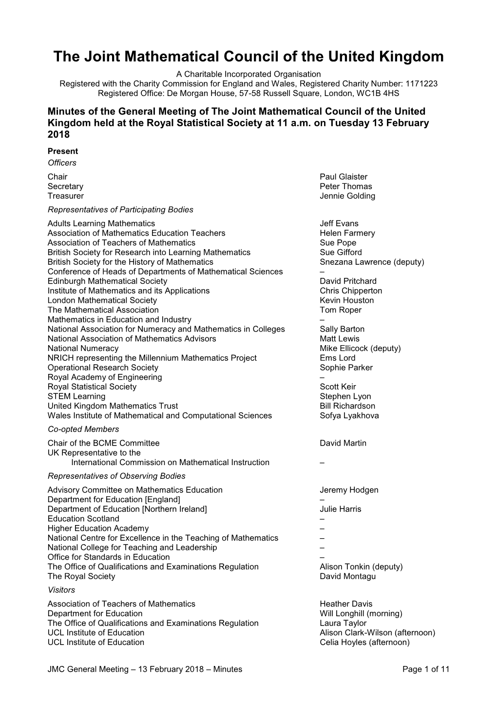 The Joint Mathematical Council of the United Kingdom