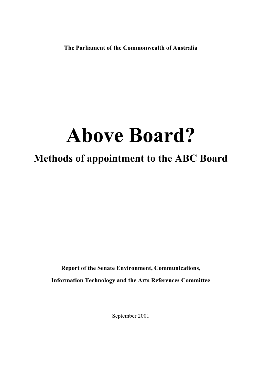 Methods of Appointment to the ABC Board