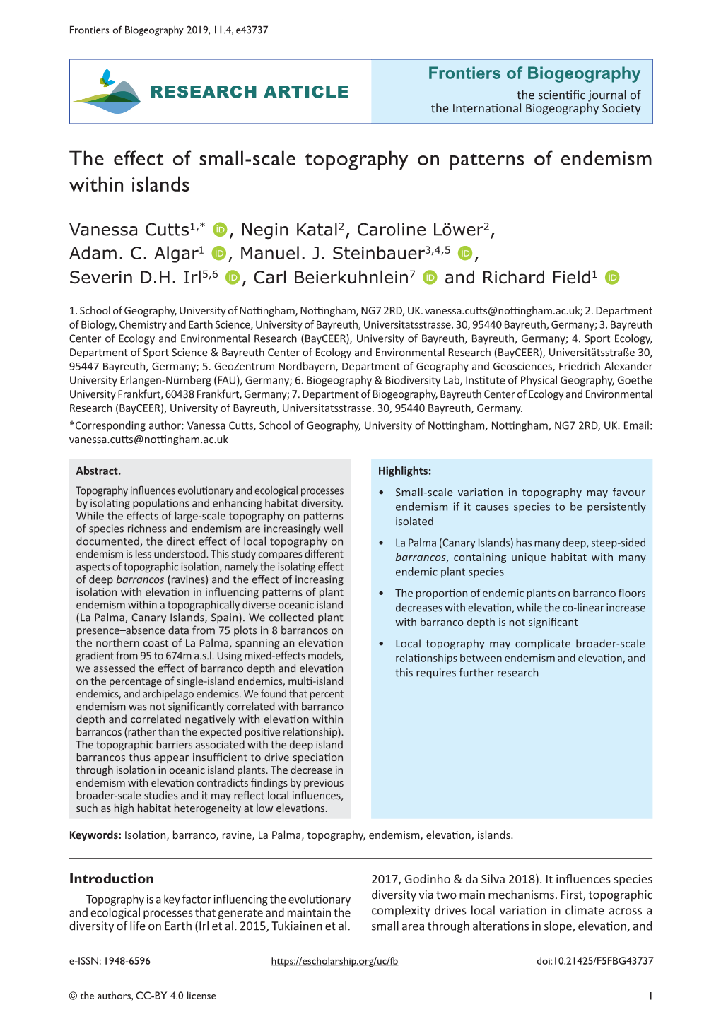 The Effect of Small-Scale Topography on Patterns of Endemism Within Islands