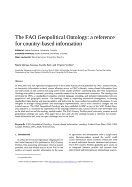 The FAO Geopolitical Ontology: a Reference for Country-Based Information