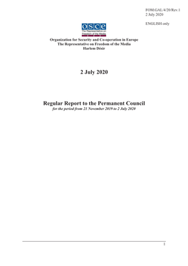 2 July 2020 Regular Report to the Permanent Council