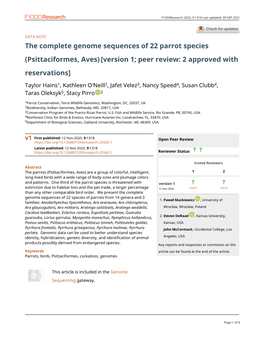 The Complete Genome Sequences of 22 Parrot Species