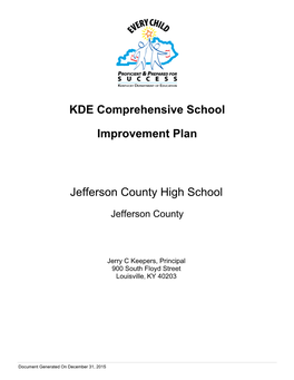 KDE Comprehensive School Improvement Plan Jefferson County High School