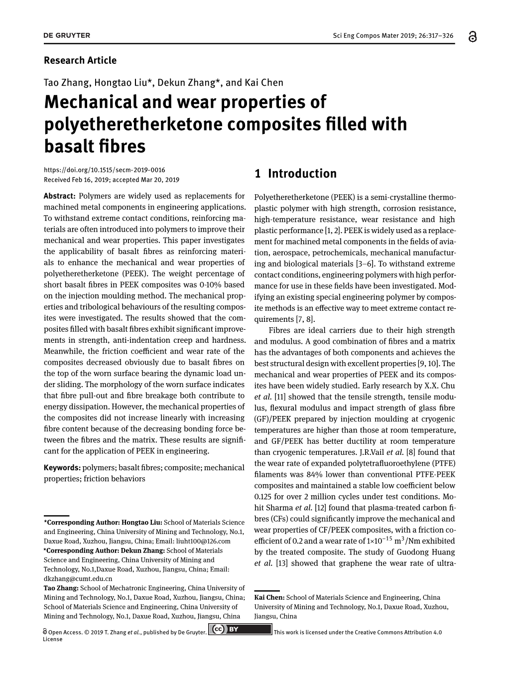 Mechanical and Wear Properties of Polyetheretherketone Composites