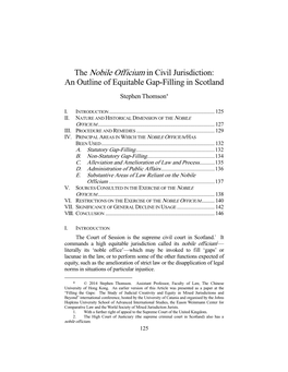 The Nobile Officium in Civil Jurisdiction: an Outline of Equitable Gap-Filling in Scotland
