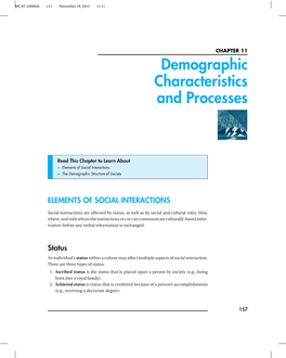 Demographic Characteristics and Processes