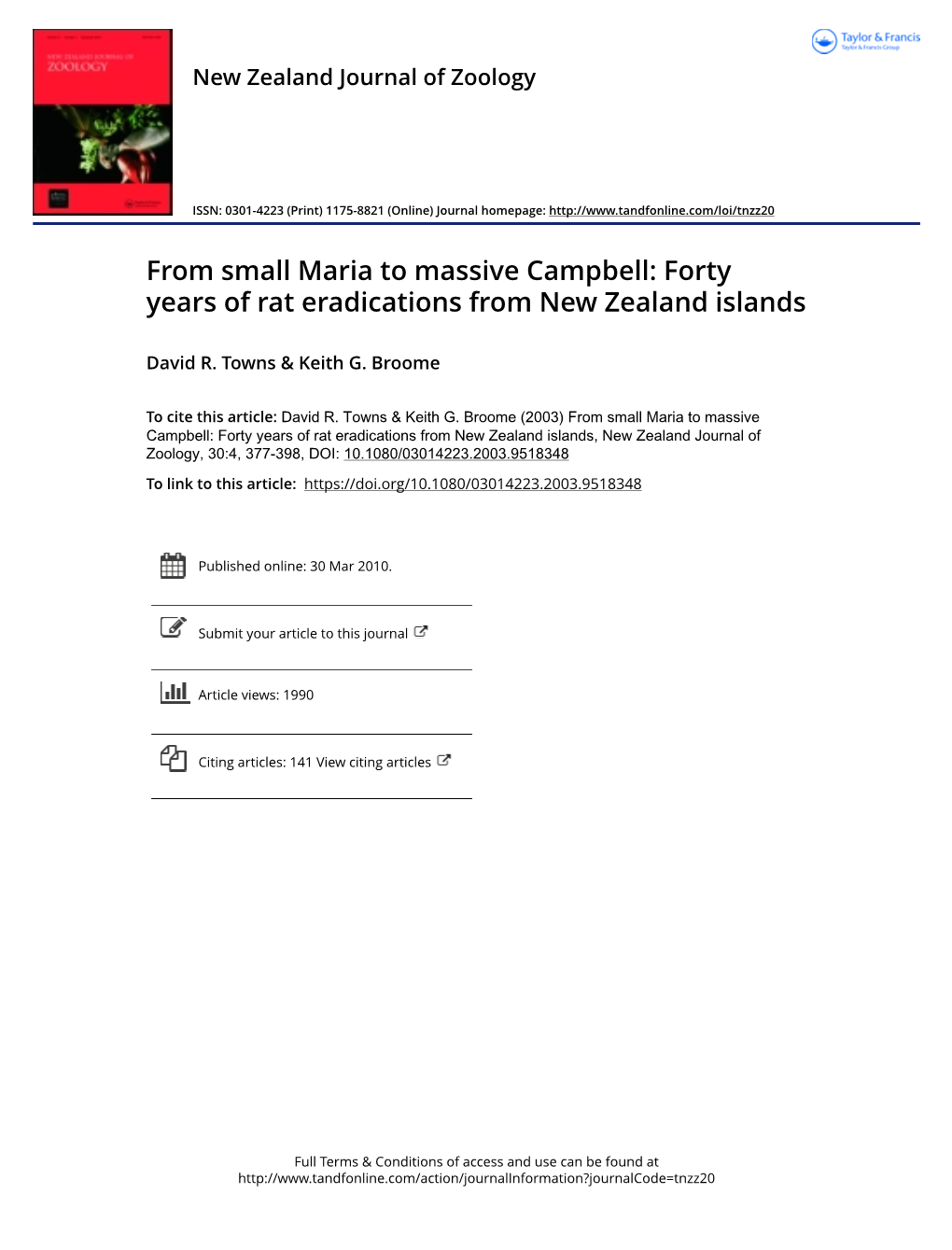 Forty Years of Rat Eradications from New Zealand Islands