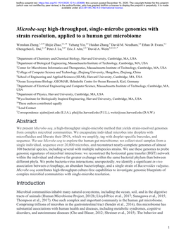 Microbe-Seq: High-Throughput, Single-Microbe Genomics with Strain Resolution, Applied to a Human Gut Microbiome