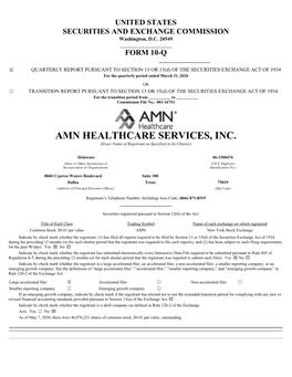 AMN HEALTHCARE SERVICES, INC. (Exact Name of Registrant As Specified in Its Charter)