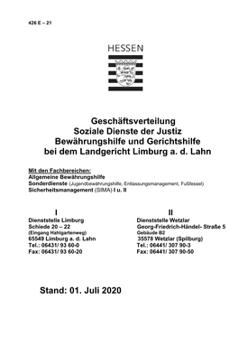 Geschäftsverteilung Soziale Dienste Der Justiz Bewährungshilfe Und Gerichtshilfe Bei Dem Landgericht Limburg A