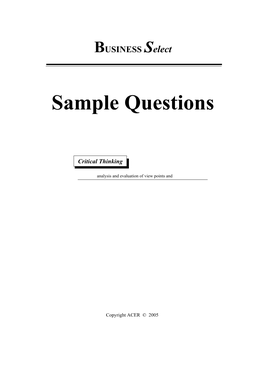 Sample Questions