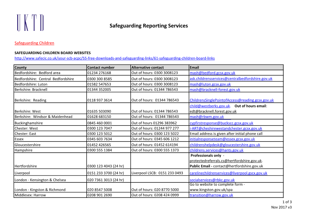 Safeguarding Reporting Services