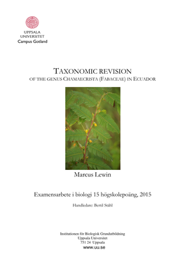 Taxonomic Revision of the Genus Chamaecrista (Fabaceae) in Ecuador