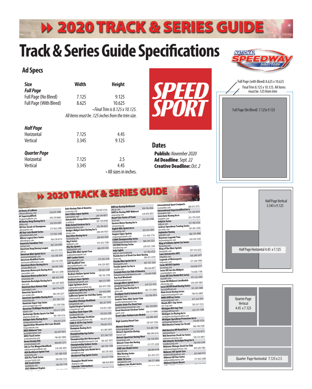 Track & Series Guide Specifications