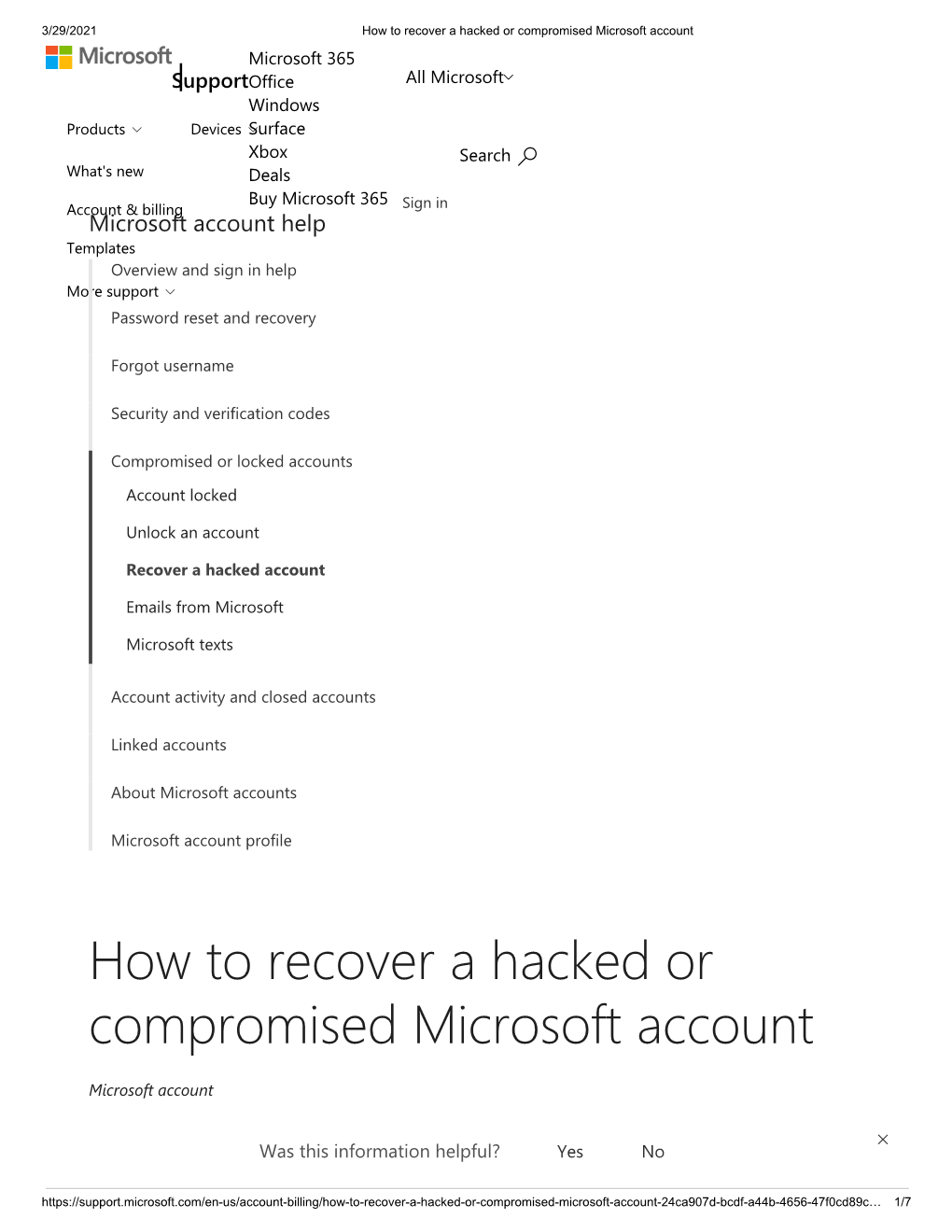 How to Recover a Hacked Or Compromised Microsoft Account