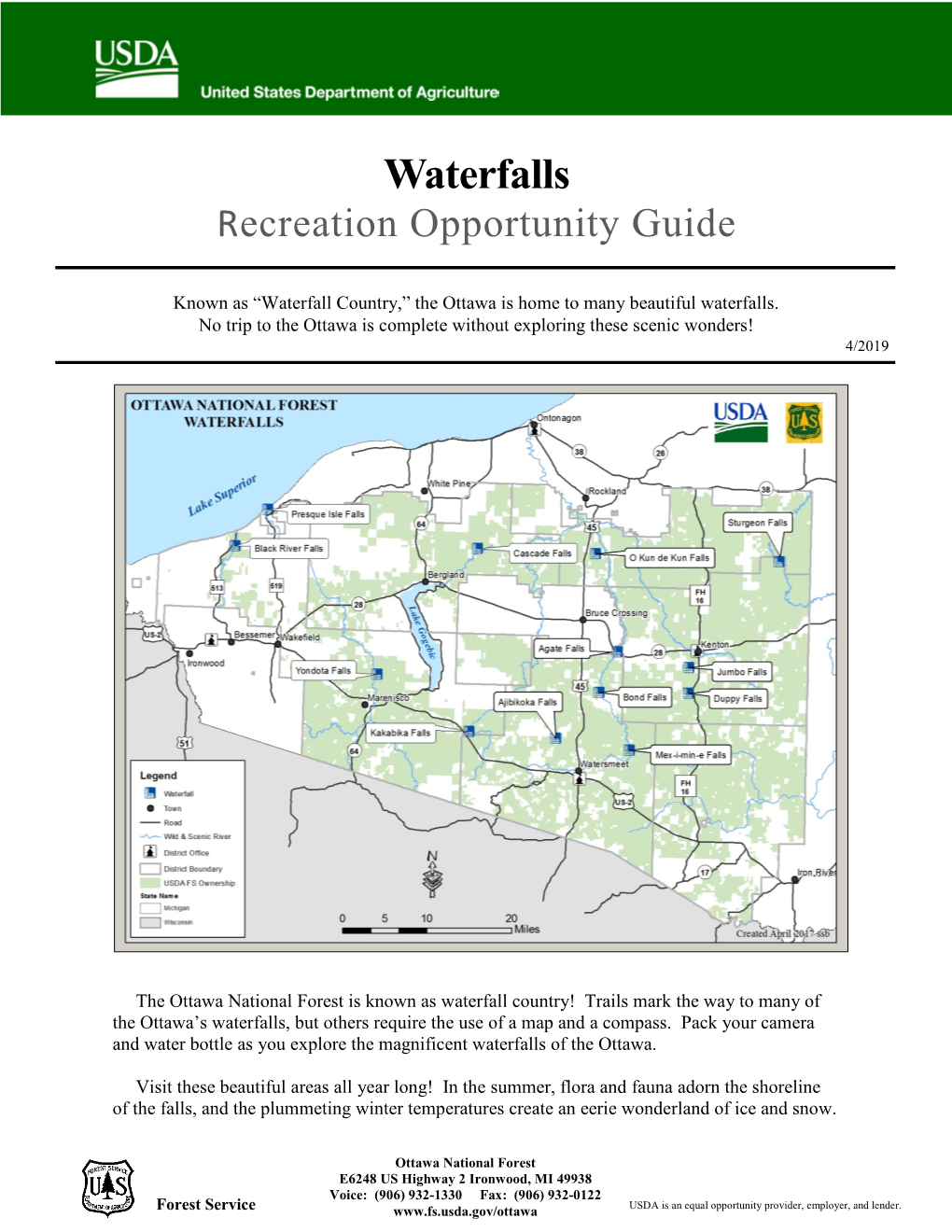 Waterfalls Recreation Opportunity Guide