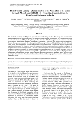 Phenotype and Genotype Characterisation of the Asian Clam