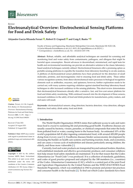 Electrochemical Sensing Platforms for Food and Drink Safety