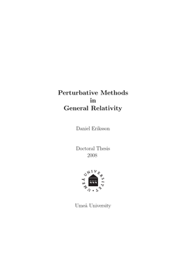 Perturbative Methods in General Relativity