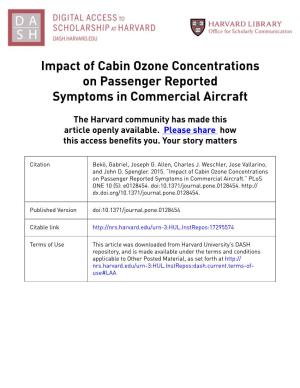 Impact of Cabin Ozone Concentrations on Passenger Reported Symptoms in Commercial Aircraft