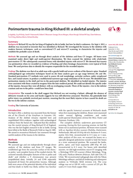 Perimortem Trauma in King Richard III: a Skeletal Analysis