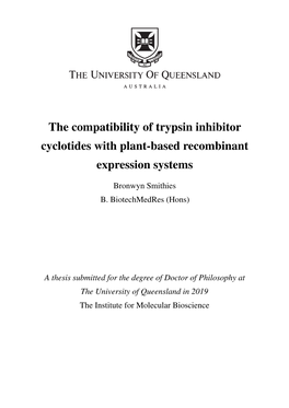 The Compatibility of Trypsin Inhibitor Cyclotides with Plant-Based Recombinant Expression Systems
