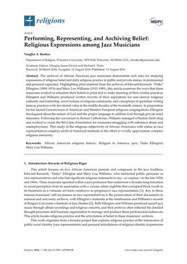 Religious Expressions Among Jazz Musicians