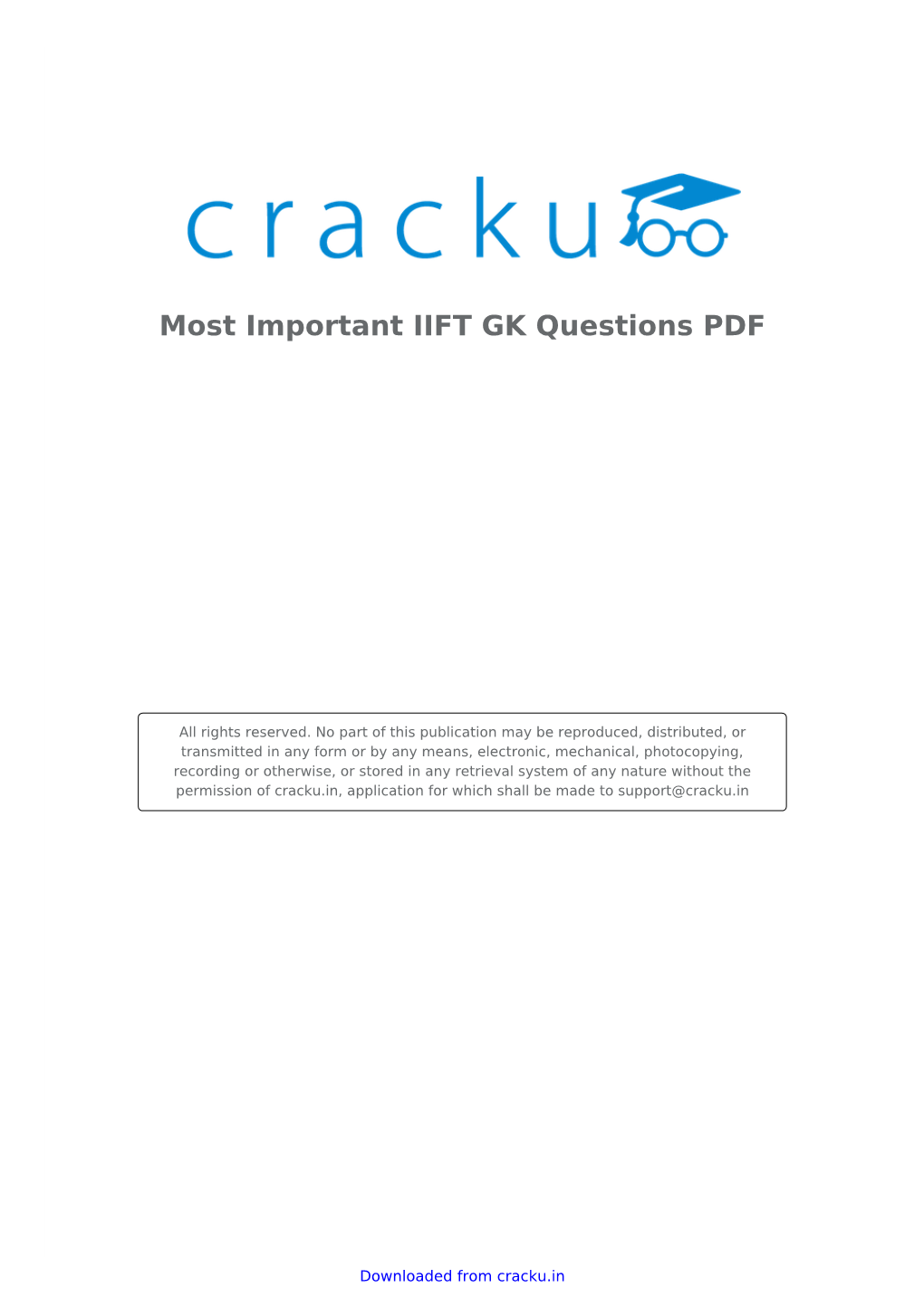 Download Most Important IIFT GK Questions