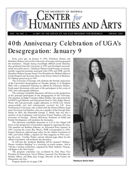 40Th Anniversary Celebration of UGA's Desegregation: January 9