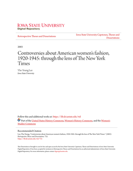 Controversies About American Women's Fashion, 1920-1945: Through the Lens of the Ewn York Times Yhe-Young Lee Iowa State University