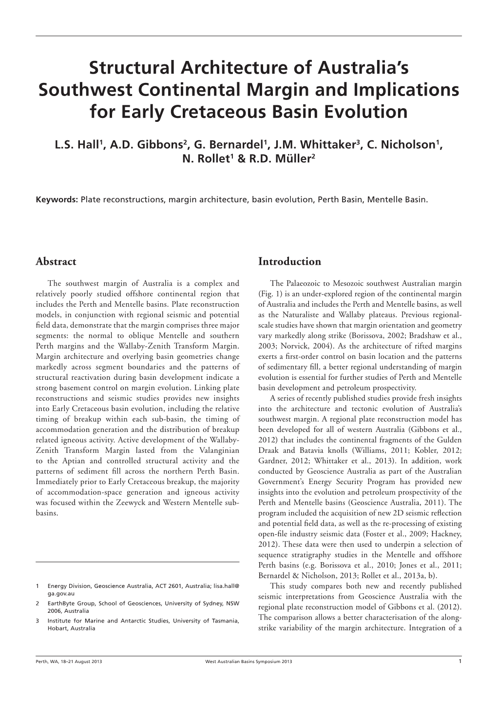 Structural Architecture of Australia's Southwest Continental Margin And