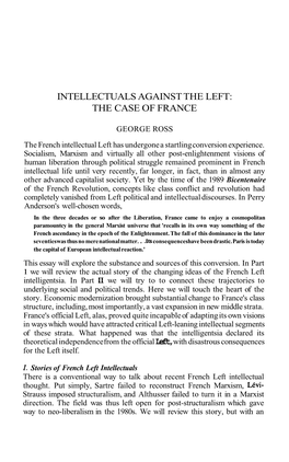Intellectuals Against the Left: the Case of France