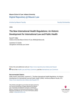 An Historic Development for International Law and Public Health