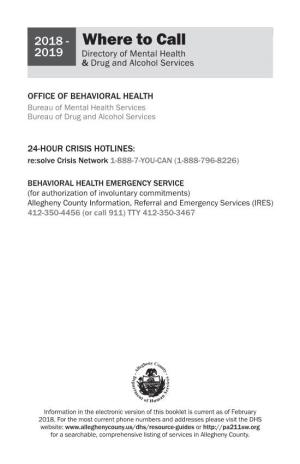 Where to Call, Department of Human Services