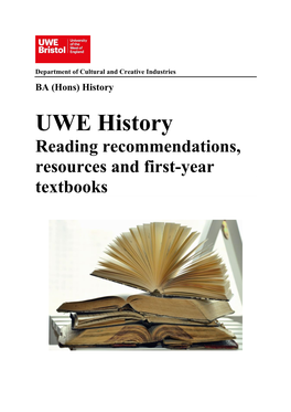 UWE History Reading Recommendations, Resources and First-Year Textbooks
