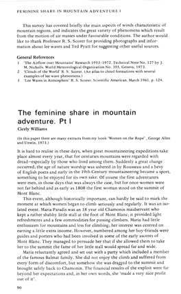 The Feminine Share in Mountain Adventure Pt I