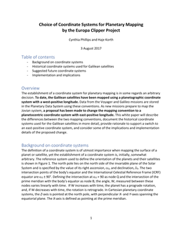 Choice of Coordinate Systems for Planetary Mapping by the Europa Clipper Project