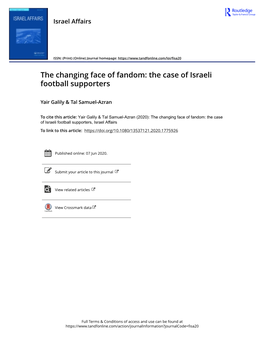 The Changing Face of Fandom: the Case of Israeli Football Supporters