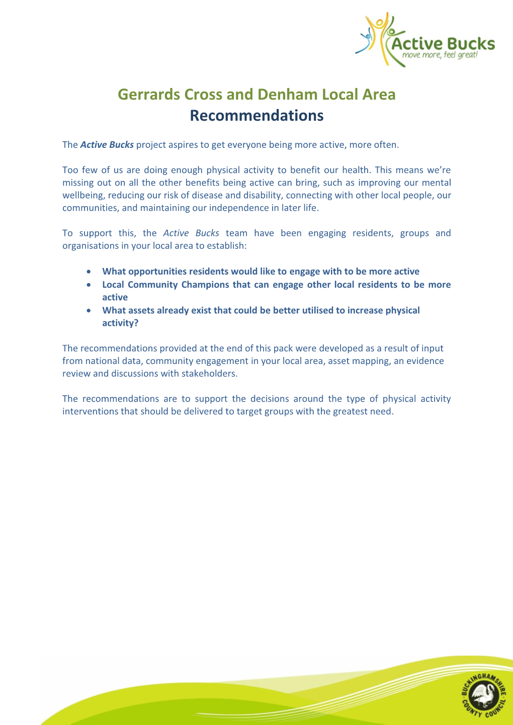 Gerrards Cross and Denham Local Area Recommendations