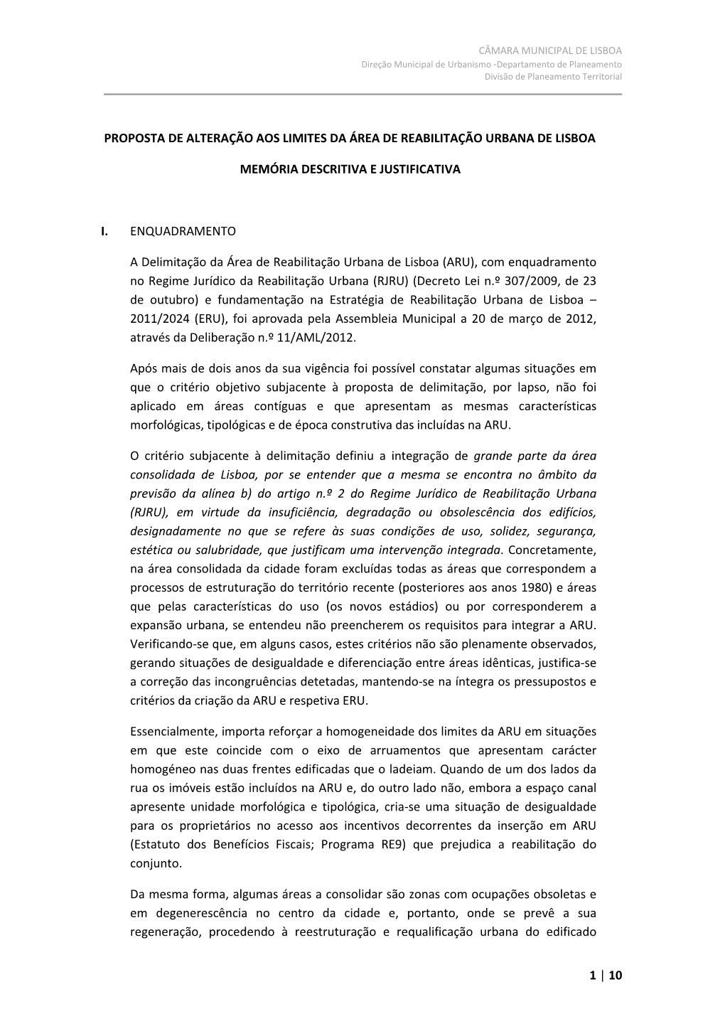 1 | 10 Proposta De Alteração Aos Limites Da Área De