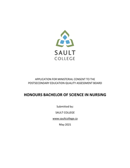 Sault College's APPLICATION for MINISTERIAL CONSENT to THE