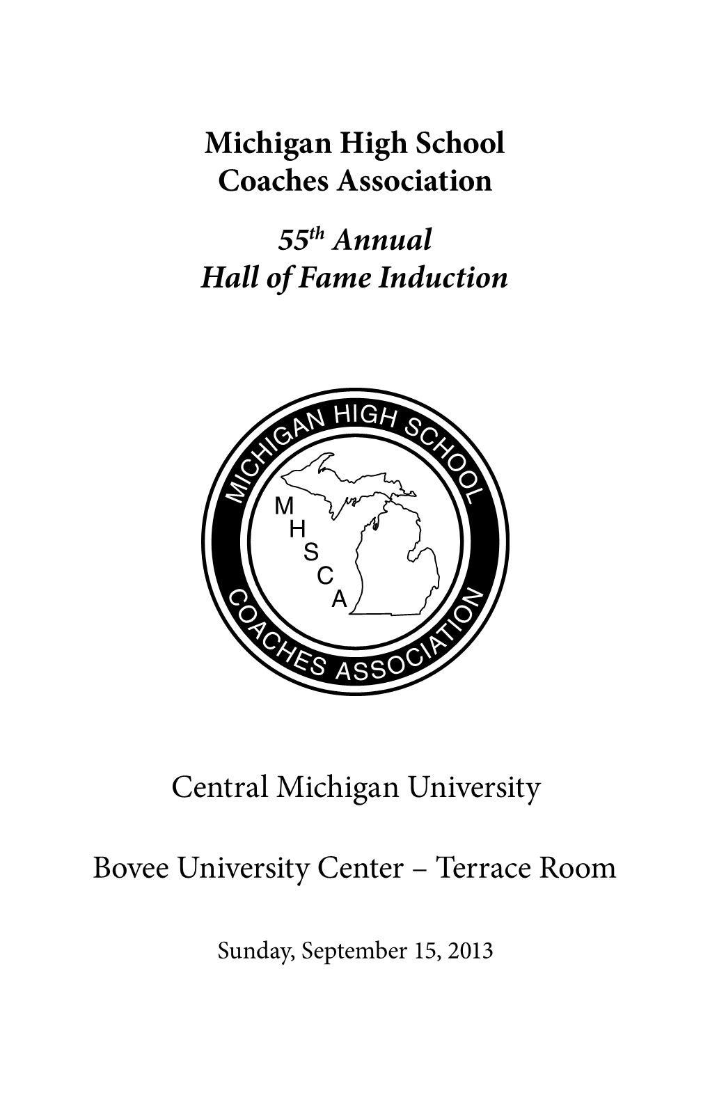 Michigan High School Coaches Association 55Th Annual Hall of Fame Induction