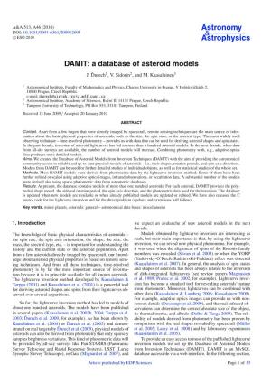 DAMIT: a Database of Asteroid Models