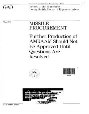NSIAD-90-146 Missile Procurement Executive Summary
