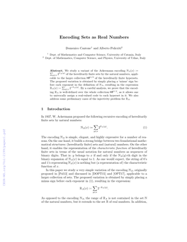 Encoding Sets As Real Numbers