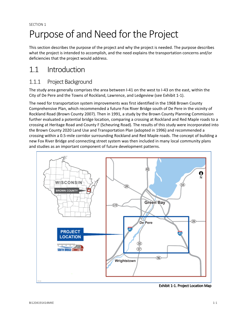 South Bridge Connector, Brown County, Wisconsin, Tier I Draft